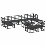Garden Sofa Set with Cushion 10 pcs Black Aluminium 3378913