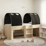 Bed with Tunnel 3 pcs Sonoma and Black Engineered Wood 3423580