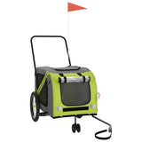 Pet Bike Trailer Green and Grey Oxford Fabric and Iron 93906