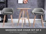 Set of 2 Bar Stools Modern Upholstered Seat Bar Chairs w/ Metal Frame, Solid Wood Legs Living Room T3398P328158