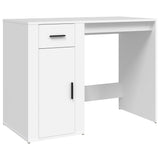 ZNTS Desk with Cabinet White Engineered Wood 3185431