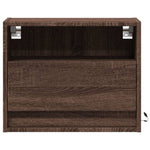 ZNTS Wall-mounted Bedside Cabinet with LED Lights Brown Oak 852073