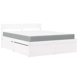 Bed with Drawers and Mattress White 160x200 cm Solid Wood Pine 3281893