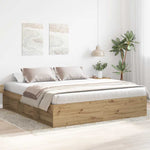 Bed Frame without Mattress Artisan Oak 200x200cm Engineered Wood 3328870