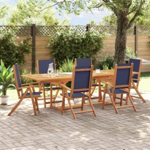 ZNTS 7 Piece Garden Dining Set Solid Wood Acacia and Textilene 3279306