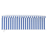 Manual Awning 4 x 3 m Blue and White Stripe 100% Polyester 3069296