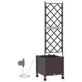 Garden Planter with Irrigation&Wheels Brown 40 x 40 x 148 cm PP 3422949