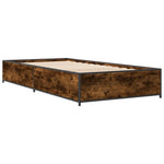 ZNTS Bed Frame Smoked Oak 75x190 cm Small Single Engineered Wood and Metal 845123