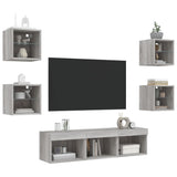 7 Piece TV Wall Units with LED Grey Sonoma Engineered Wood 3216588