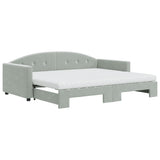 Daybed with Trundle and Mattresses Light Grey 90x190 cm Velvet 3197393