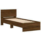 Bed Frame without Mattress with Headboard Brown Oak 75x190 cm Small Single 838665