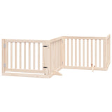 Dog Gate with Door Foldable 4 Panels 320 cm Poplar Wood 352241