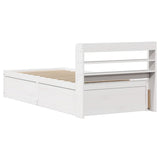 Bed Frame with Headboard White 100x200 cm Solid Wood Pine 3307090
