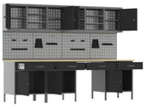 Work Cabinet with Drawer 10 pcs Black Engineered Wood and Steel 3321472