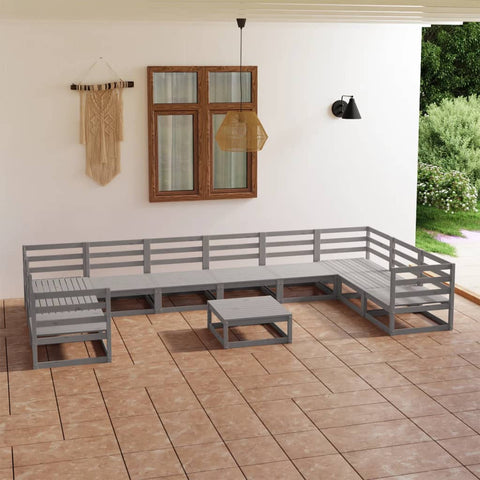 ZNTS 11 Piece Garden Lounge Set Solid Pinewood 3076276