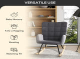 Berber Fleece Nursery Glider Rocker for Nursing, Wingback Rocking Chair for Living Room, Dark Grey T3398P344512