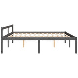 ZNTS Senior Bed without Mattress Grey 200x200cm Solid Wood Pine 810636