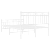 Metal Bed Frame without Mattress with Footboard White 120x200cm 373756