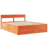 Bed Frame without Mattress Wax Brown 160x200 cm Solid Wood Pine 3282344