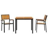 Garden Dining Set 3 pcs Black Solid Acacia Wood 3284413