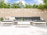 7 Piece Garden Lounge Set White Solid Wood Pine 3186390