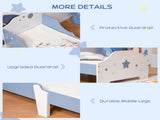 Toddler Bed Frame, Kids Bedroom Furniture for Boys Girls with Safe Guardrails, Low Junior Blue T3398P347667