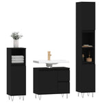 ZNTS 3 Piece Bathroom Furniture Set Black Engineered Wood 3190222