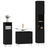 ZNTS 3 Piece Bathroom Furniture Set Black Engineered Wood 3190222