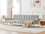 Modern Adjustable Velvet Sofa Bed with MultiPosition Backrest & Armrests, Metal Legs, Convertible N895P485351G
