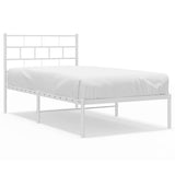 Metal Bed Frame without Mattress with Headboard White 80x200cm 355699
