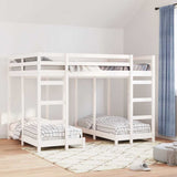 Triple Bunk Bed Frame White 140 x 200 cm Solid Pine Wood 3414565
