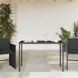 Garden Table Black Poly Rattan, Powder-Coated Steel, Tempered Glass 365072