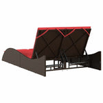 Sun Lounger with Cushions Brown 114x205x73 cm Poly Rattan 368294