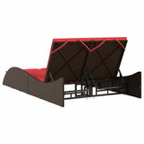 Sun Lounger with Cushions Brown 114x205x73 cm Poly Rattan 368294