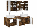 Bathroom Cabinet Set 4 pcs Smoked Oak Engineered Wood 3406467
