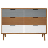 Drawer Cabinet MOLDE Brown 113x40x80 cm Solid Wood Pine 350507