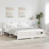 Bed Frame with Headboard White 200 x 200 cm Engineered Wood 3394214