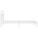 Bed Frame White Steel Single Bed Frame Rectangular Industrial 352623
