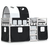 Bunk Bed without Mattress White&Black 90x200 cm Solid Wood Pine 3283985