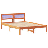 Bed Frame with Headboard Wax Brown 120 x 190 cm Solid Pine Wood 872832