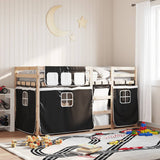 Bunk Bed without Mattress White&Black 90x200 cm Solid Wood Pine 3283892