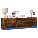 TV Cabinet with LED Smoked Oak 140 x 34 x 40 cm Engineered Wood 8006559