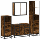 4 Piece Bathroom Furniture Set Smoked Oak Engineered Wood 3301262