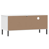 TV Cabinet with Metal Legs White Solid Wood Pine OSLO 351023