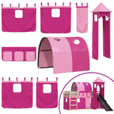 Bunk Bed without Mattress with Slide and Curtains Pink 90x200 cm 3284163