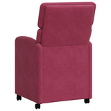 Dining Chairs with Wheels 2 pcs Wine red 58 x 65 x 98 cm Velvet 42017879