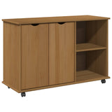 Rolling Cabinet Honey Brown 100 x 39 x 65.5 cm Solid Pine Wood 42028384