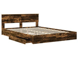 Storage Bed with Drawer Smoked Oak 140 x 200 cm Engineered Wood 3410795