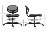 Ergonomic Mesh Standing Desk Chair with Adjustable Footrest Ring and Seat Height Black T3398P344262