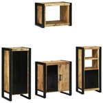 Bathroom Furniture Set with Shelf 4 pcs Brown Solid Mango Wood 3305676